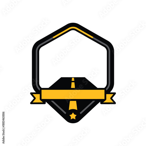 Military insignia badge with star and ribbon