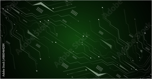 Abstract green technology backdrop featuring detailed circuit patterns, semiconductor traces, and futuristic digital elements for innovative tech presentations. abstract technology background