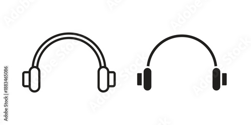 Headphones icon suitable. Simple outline and solid style icon EPS10