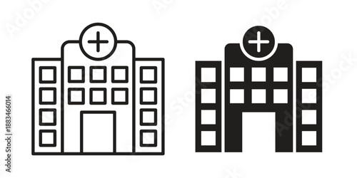 Hospital icon suitable. Simple outline and solid style icon EPS10