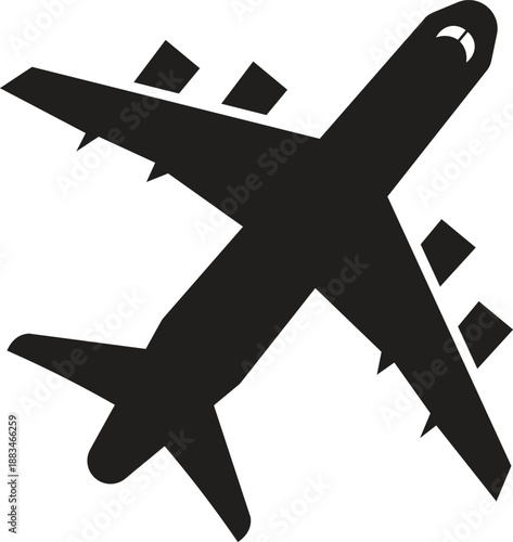 Airplane aviation flat icon for apps, logo and website. Airplane sign and symbol. Flight transport symbol on white background. 