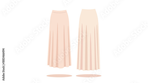 Elegant Pleated Maxi Skirt Vector Illustration Front and Back View for Fashion Design Templates