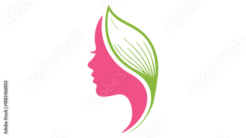 Stylized hair care logo with leaf design