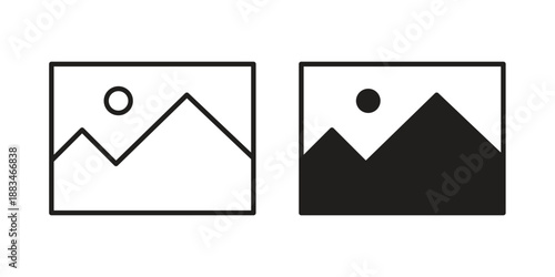 Image icon suitable. Simple outline and solid style icon EPS10