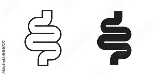 Intestine icon suitable. Simple outline and solid style icon EPS10