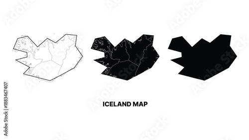 Minimalist iceland map in monochrome style