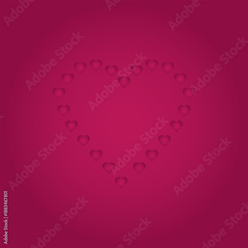 Heart-shaped frame made of small hearts with a soft embossed effect on a vibrant gradient background. Ideal for romantic cards, Valentine’s Day visuals, or love-themed designs.