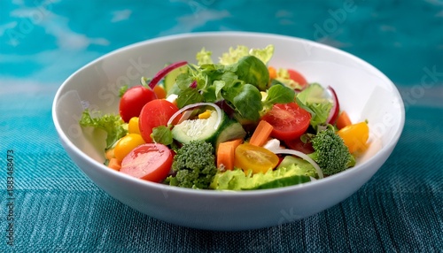 A Delicious And Healthy Fresh Salad Filled With Vibrant Colorful Vegetables The Fresh Salad Is Presented In A White Bowl