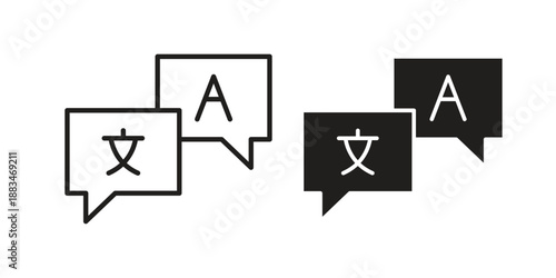 Language icon suitable. Simple outline and solid style icon EPS10
