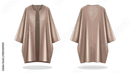 Elegant relaxed fit open front draped outerwear for women in versatile neutral beige tone an ideal fashion illustration highlighting modern