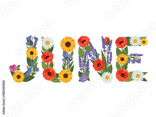 Floral June A Vibrant Summer Month Adorned with Blossoming Flowers and Greenery for Celebration