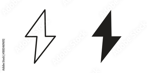 Lightning bolt icon suitable. Simple outline and solid style icon EPS10