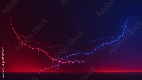 Abstract lightning strikes across a dark gradient background with copy space