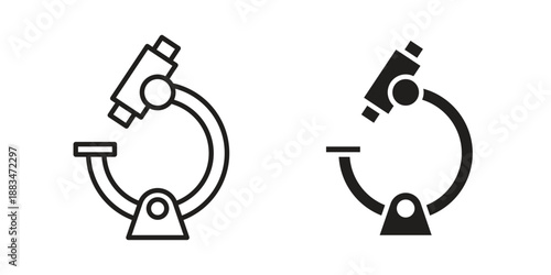 Microscope icon suitable. Simple outline and solid style icon EPS10