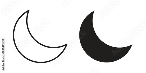 Moon icon suitable. Simple outline and solid style icon EPS10