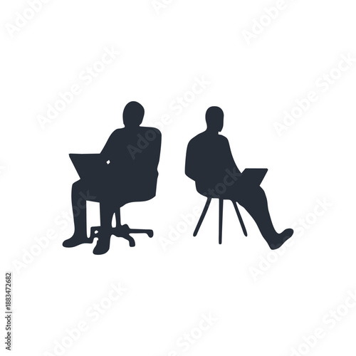  silhouette working with laptop