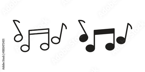 Music note icon suitable. Simple outline and solid style icon EPS10