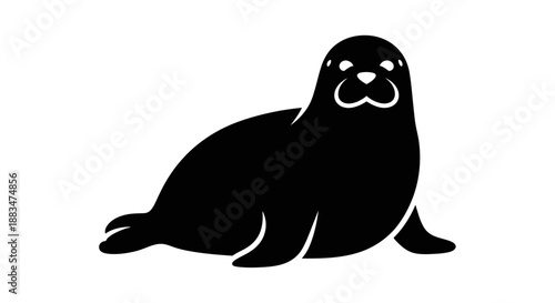 Black silhouette of a seal marine mammal simple graphic design.