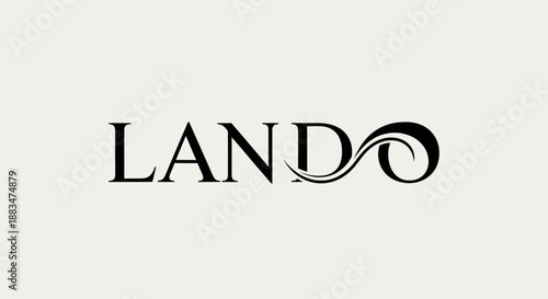 Schilderij op canvas Elegant Lando wordmark with stylized O resembling a wave or infinity symbol