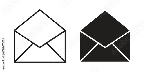 Open envelope icon suitable. Simple outline and solid style icon EPS10
