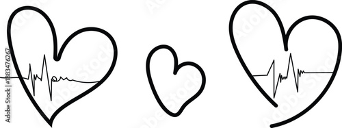 Hearts with ekg lines