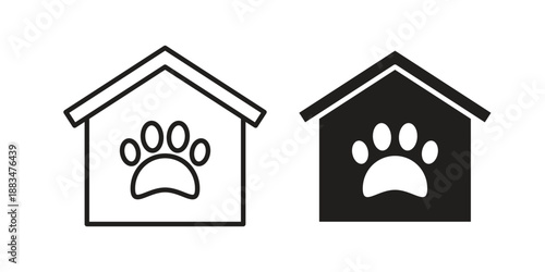 Pet house icon suitable. Simple outline and solid style icon EPS10
