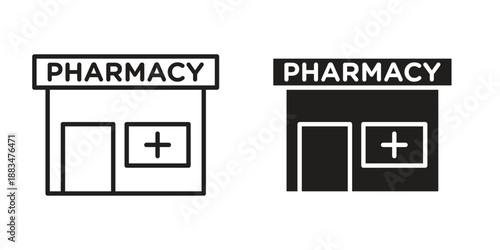 Pharmacy icon suitable. Simple outline and solid style icon EPS10