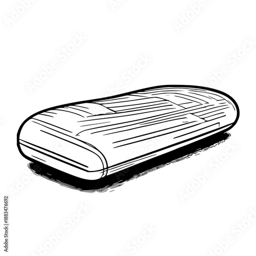 Ergonomic handheld black line‑art acupressure mat illustration for stress relief in minimalist vector graphic on white backdrop