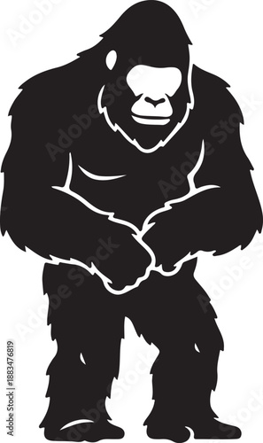 Bigfoot Silhouette Vector – Sasquatch Cryptid Black Icon for Logo & T-Shirt Design