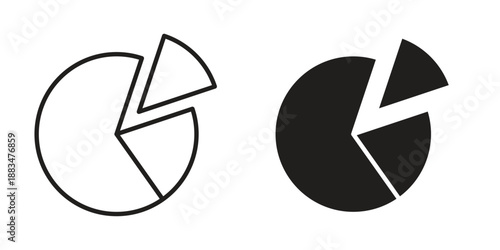 Pie chart icon suitable. Simple outline and solid style icon EPS10