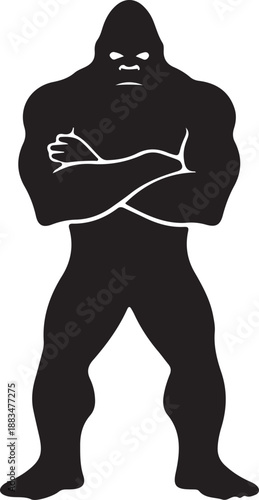 Bigfoot Silhouette Vector – Sasquatch Cryptid Black Icon for Logo & T-Shirt Design