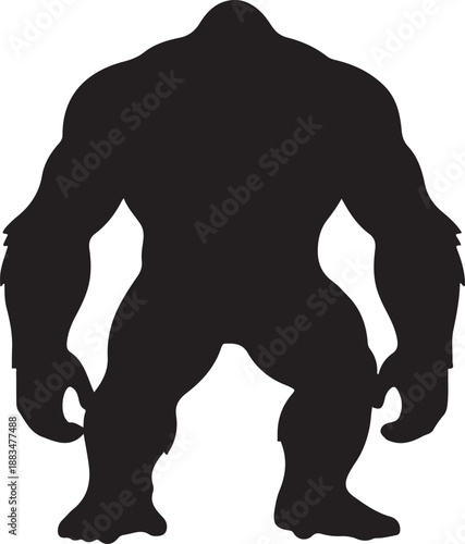 Bigfoot Silhouette Vector – Sasquatch Cryptid Black Icon for Logo & T-Shirt Design