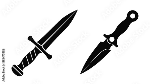 a simple black and white illustration depicting two distinct types of knives