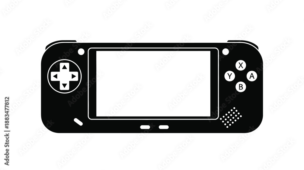 Fototapeta premium a black and white illustration of a handheld gaming console with buttons