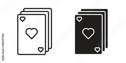 Playing cards icon suitable. Simple outline and solid style icon EPS10