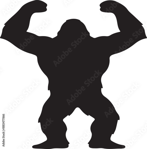 Bigfoot Silhouette Vector – Sasquatch Cryptid Black Icon for Logo & T-Shirt Design