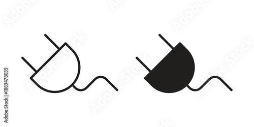 Plug icon suitable. Simple outline and solid style icon EPS10