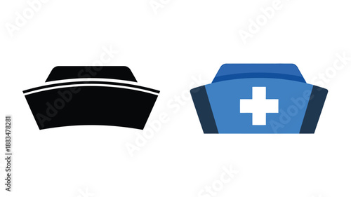 a simple illustration showcasing two different styles of nurse caps