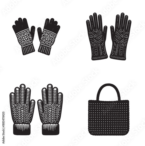 Cozy winter accessories including knitted gloves and a stylish tote bag