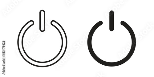 Power button icon suitable. Simple outline and solid style icon EPS10