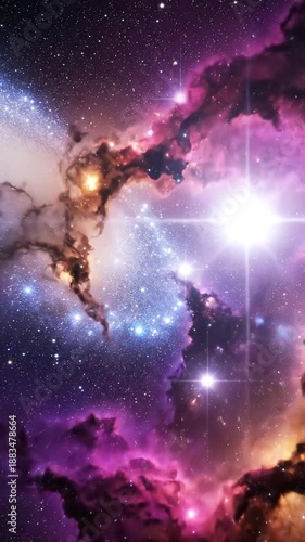 Cosmic landscape with galaxy and vibrant nebulae stars and space background digital art for various uses