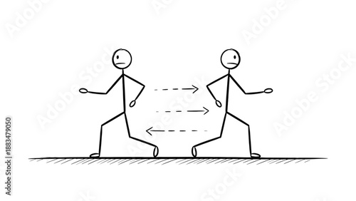 Two Stick Figure Men Running in a Race with Determination in Bright Studio
