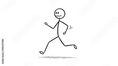 Energetic stickman running with fast movement on an isolated white background.