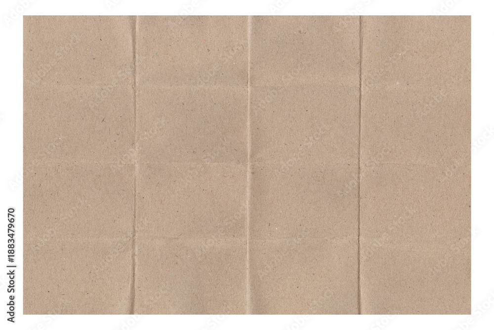 Fototapeta premium Folded Brown Kraft Paper Texture with Geometric Grid Creases