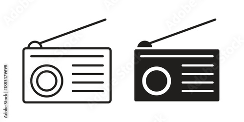 Radio icon suitable. Simple outline and solid style icon EPS10
