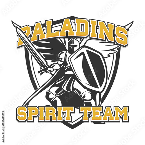 Vector logo design for Paladins, team spirit motto.