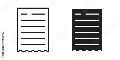 Receipt icon suitable. Simple outline and solid style icon EPS10