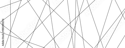 Straight chaotic random lines background. Intersecting black lines on a white background