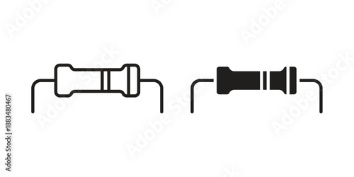 Resistor icon suitable. Simple outline and solid style icon EPS10
