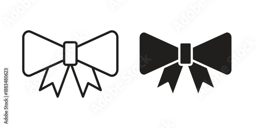 Ribbon icon suitable. Simple outline and solid style icon EPS10